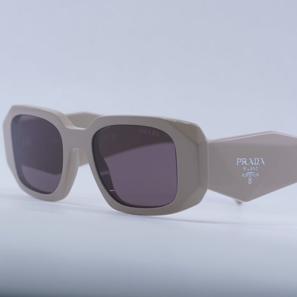 Prada PR17WS VYJ6X1 Sunglasses Powder Rectangle Frame, Purple Brown Lenses - Picture 13 of 13